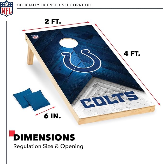 NFL Football 2' x 4' Regulation Size Solid Wood Cornhole Set with Direct Print HD Team Graphics