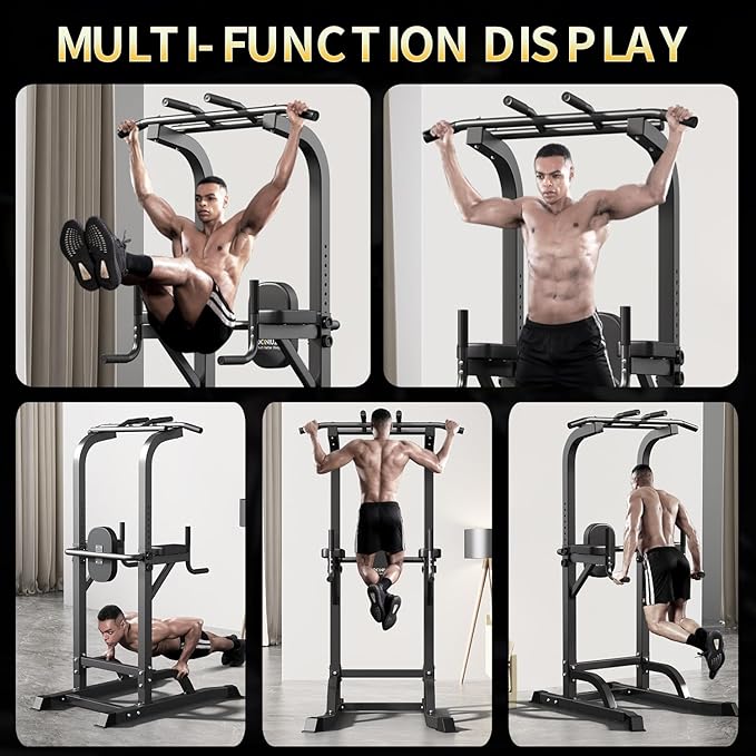 Power Tower Pull Up Bar and Dip Station, Multi-Function Home Gym, Strength Training Fitness