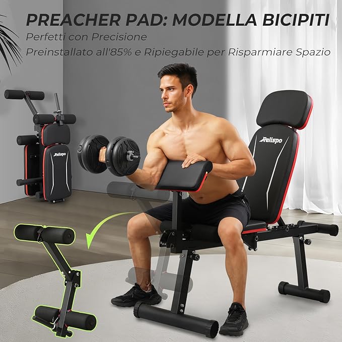 Upgraded Adjustable Weight Bench with Leg Extension and Leg Curl, 9 Back Positions & Foldable