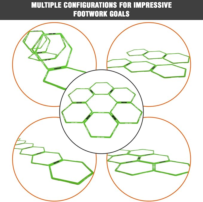 Yes4All Hex Agility Rings/Speed Rings with Carrying Bag – Hexagon Rings, Agility Hurdles for