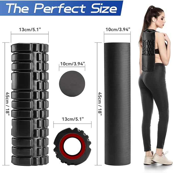 Foam Roller High Density Foam Roller Set for Deep Tissue Muscle Massage, 18" Trigger Point Fitness
