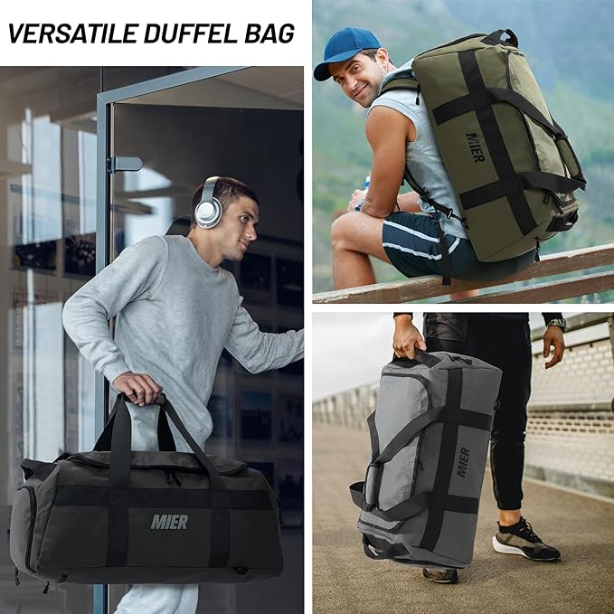 MIER Gym Bag for Men Large Duffel Backpack with Shoe Compartment, 60L Convertible Duffle Bags
