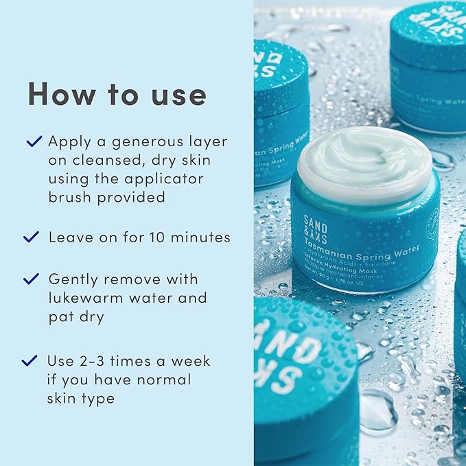 Sand & Sky Tasmanian Spring Water Intense Hydration Face Mask with Pentavitin & Hyaluronic Acid