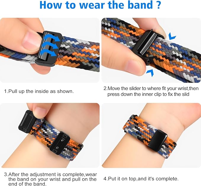 Fintie Magnetic Braided Stretchy Band Compatible with Fitbit Versa 4 3 / Sense 2 1, Soft Woven