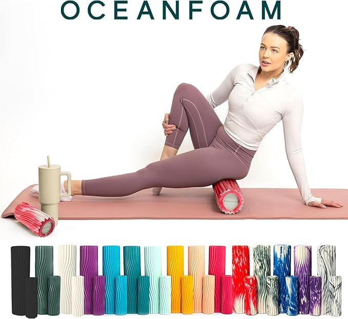 Oceanfoam Ripple Travel Foam Roller (11" x 3.35") Firm Mini Foam Roller for Physical Therapy, Deep