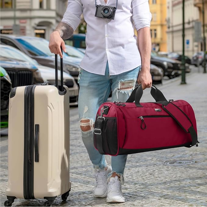 TOPDesign Gym Bag for Women & Men, Unisex Duffel Bag with Shoe Compartment & Wet Pocket for Travel
