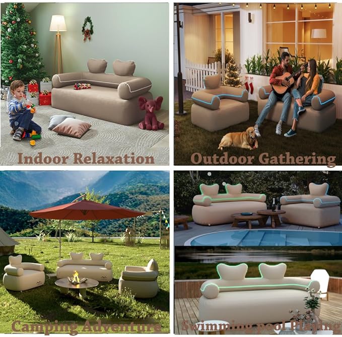 LUOOV Inflatable Couch Chairs Blow up Camp Sofa Camping Air Couch Sofa Inflatable Outdoor Furniture