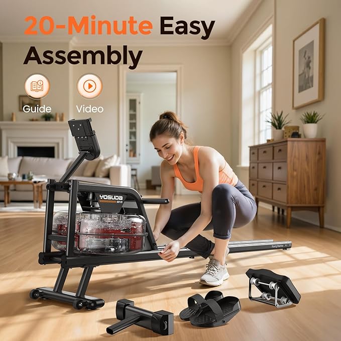 YOSUDA Magnetic/Water Rowing Machine for Home - Rower Machine Use with Bluetooth, App Supported