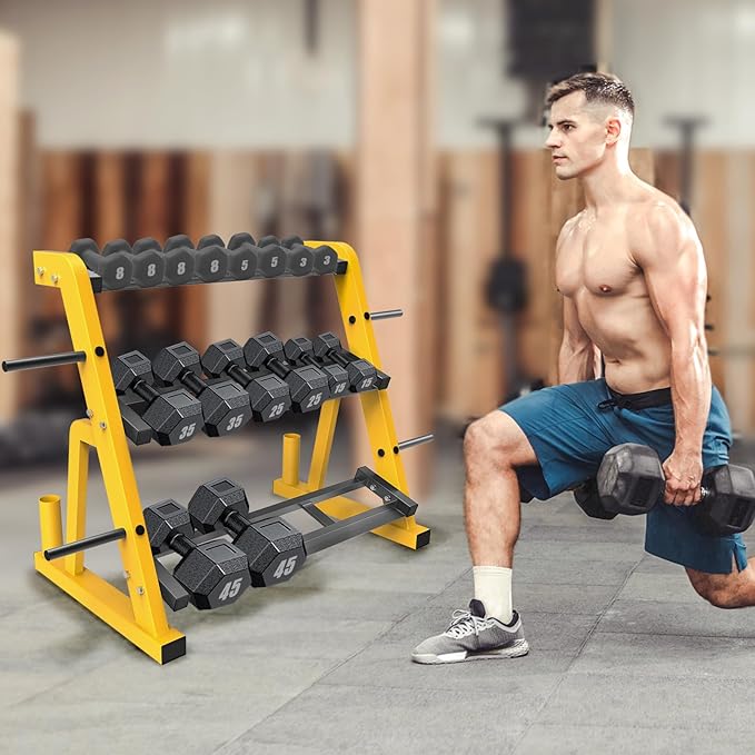 "Kipika Heavy Duty 3 Tier Dumbbell Rack Multifunctional, Weight Rack for Dumbbells, Home Gym