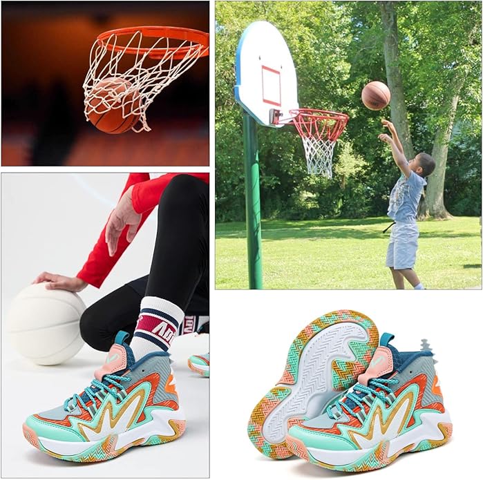 VITUOFLY Kids Basketball Shoes Boys Air Cushion Sneakers Girls Mid Top School Hoops Shoes Non-Slip