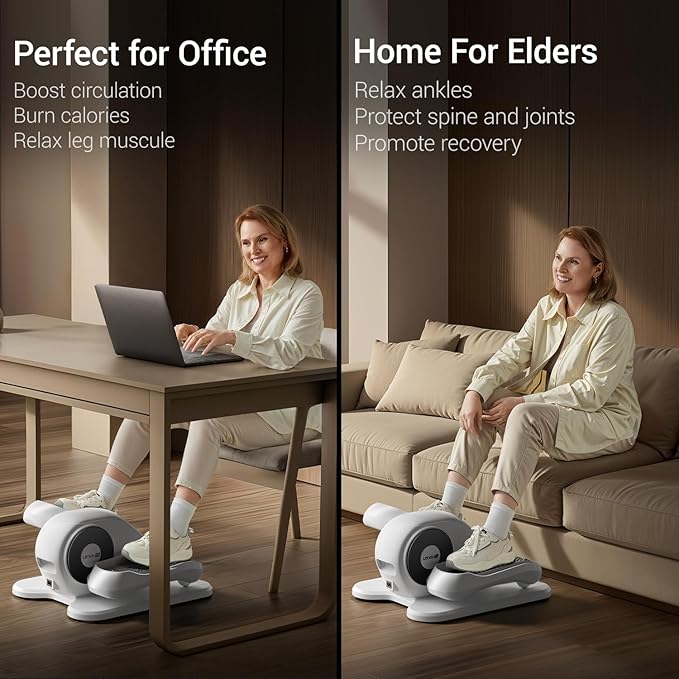 Under Desk Elliptical Machine, Ellipse Leg Exerciser for Seniors, Quiet & Portable Electric Seated