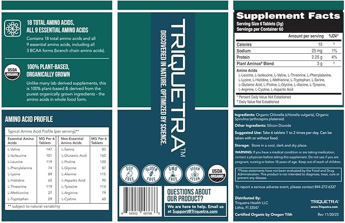 Plant Aminos Organic Essential Amino Acids (EAAs) & BCAA - 100% Plant-Based Raw, Vegan - All 9