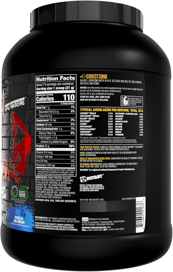 Mutant ISO Surge Whey Protein Isolate Powder Acts Fast to Help Recover, Build Muscle, Bulk and