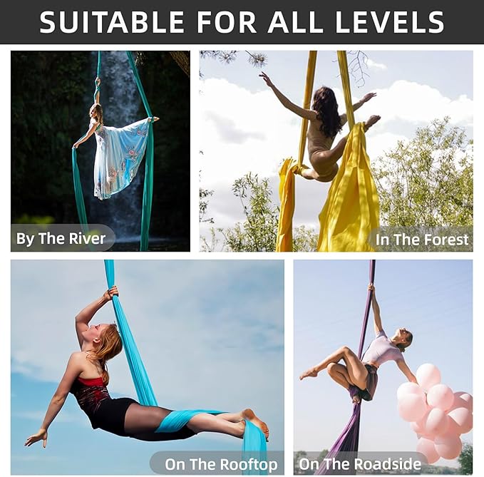 PRIOR FITNESS Aerial Silks Set, Professional Thicker Low Stretch Fabric 9/15/20 Yards Aerial Silk