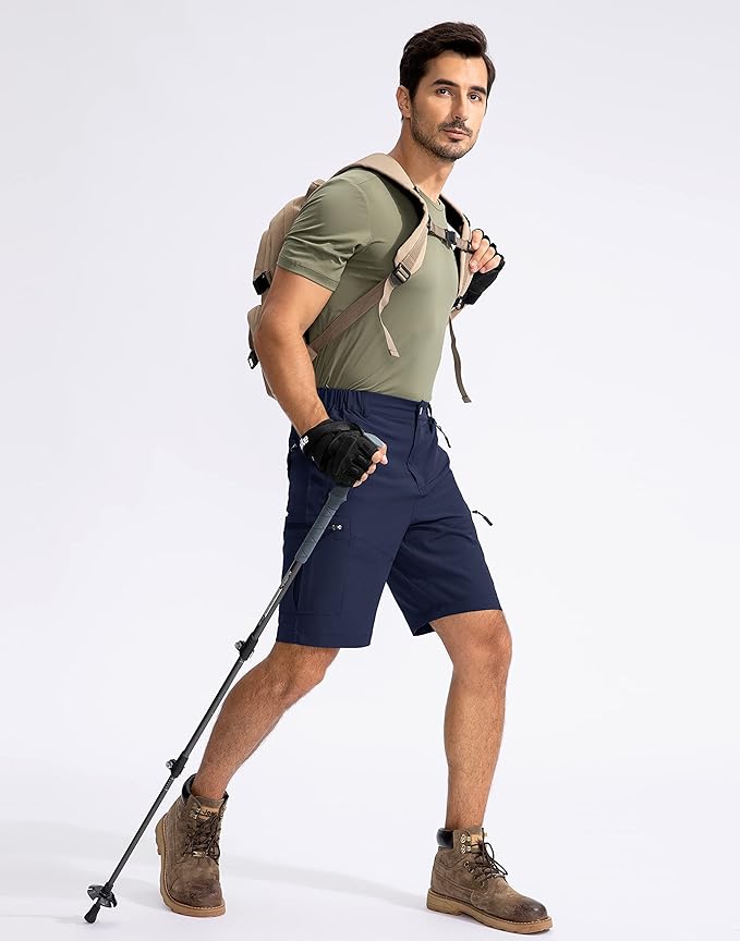 Pudolla Men's Hiking Cargo Shorts 9" Lightweight Outdoor Work Shorts for Men Travel Golf Camping
