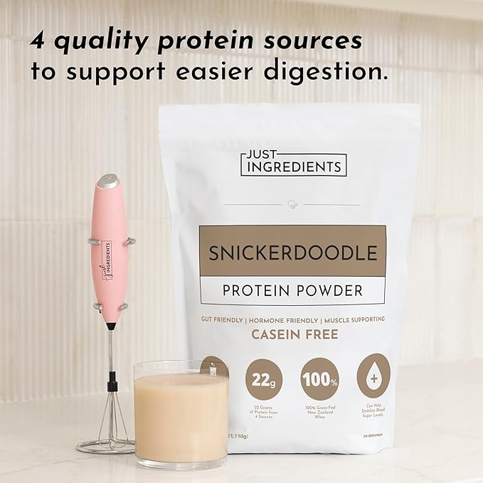 JUST INGREDIENTS Snickerdoodle Protein Powder ??30-Serving Blend with 100% Grass-Fed Whey & Organic