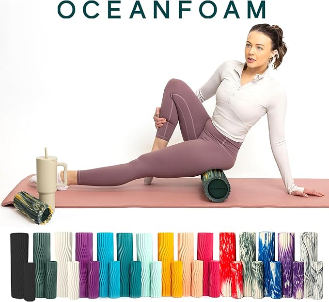 Oceanfoam Ripple Travel Foam Roller (11" x 3.35") Firm Mini Foam Roller for Physical Therapy, Deep