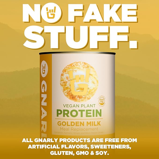 Gnarly Nutrition Golden Milk Vegan Protein Powder ??Plant-Based Powder for Shakes ??Dairy-Free