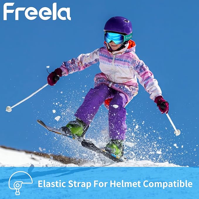 Freela Kids Ski Snowboard Goggles for Toddler(3-14) Youth Anti Fog Anti UV Goggles Girls Boys Snow