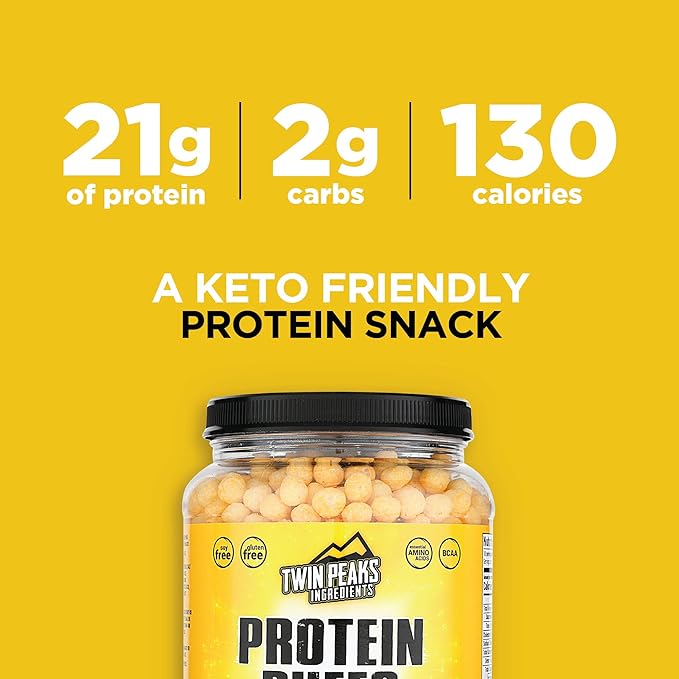 Twin Peaks Protein Puffs - (Garlic Parmesan), Keto Friendly, Low Carb Snack (300g, 21g Protein, 2g
