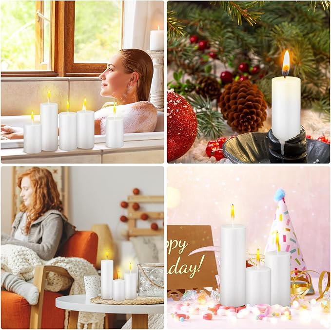 MTLEE 36 Pcs Pillar Candles Bulk Unscented Candle Set 38 Hour Long Burning Dripless for Dinner
