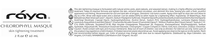 Raya Chlorophyll Masque (607) | Tightening Facial Treatment Mask for All Skin | Reduces Fine Lines