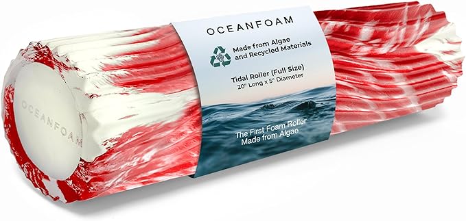Oceanfoam Tidal Roller - Red Marbled - Muscle Massage Foam Roller for Back Pain & Stretching - Firm