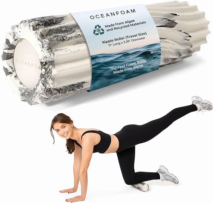 Oceanfoam Tidal Roller - Black Marbled - Muscle Massage Foam Roller for Back Pain & Stretching