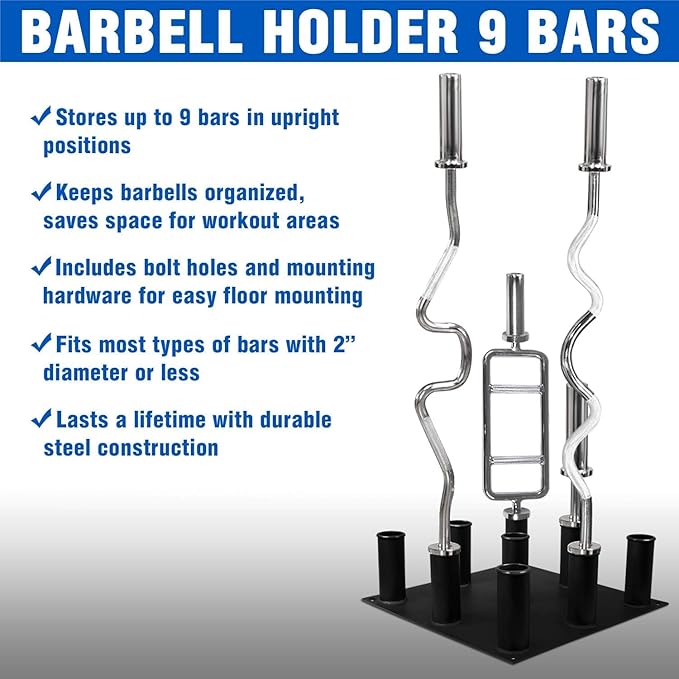 Yes4All Vertical Storage Rack, Home Gym Organizer, Barbell & Dumbbell Rack for 2-inch Olympic &