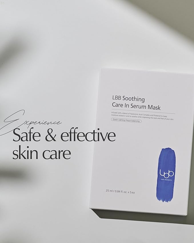 LBB Soothing Care In Serum Mask - Hypoallergenic Face Mask Sheet for Calming, Moisturizing - Vegan