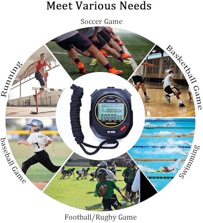 Stopwatch Timer Lap Split Digital Stopwatch with Clock Calendar Alarm, Large Display Stop Watch for