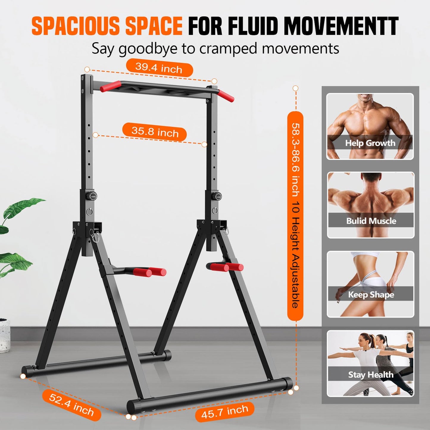 SERTT Foldable Power Tower Dip Station for Pull Ups, Dips & Push Ups, Upgraded Free Standing Pull