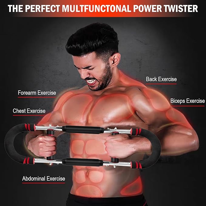 Latest-Gen Twister Arm Trainer, Adjustable Power Spring Workout Bar, Forearm Triceps Chest