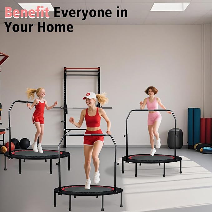 450 LBS Foldable Mini Trampoline for Adults & Kids 40" Rebounder Trampoline with Adjustable Foam