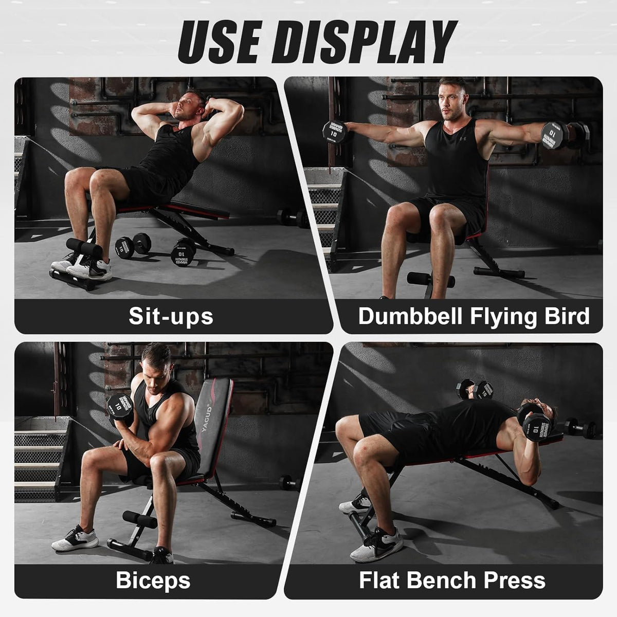 Weight Bench Press, Adjustable Workout Benches for Home Gym Dumbbell Exercise, 880 LB Stable