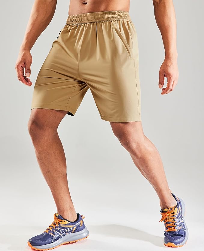 MIER Men's Quick Dry Running Shorts with Zipper Pocket, Elastic Waist Athletic Workout Exercise