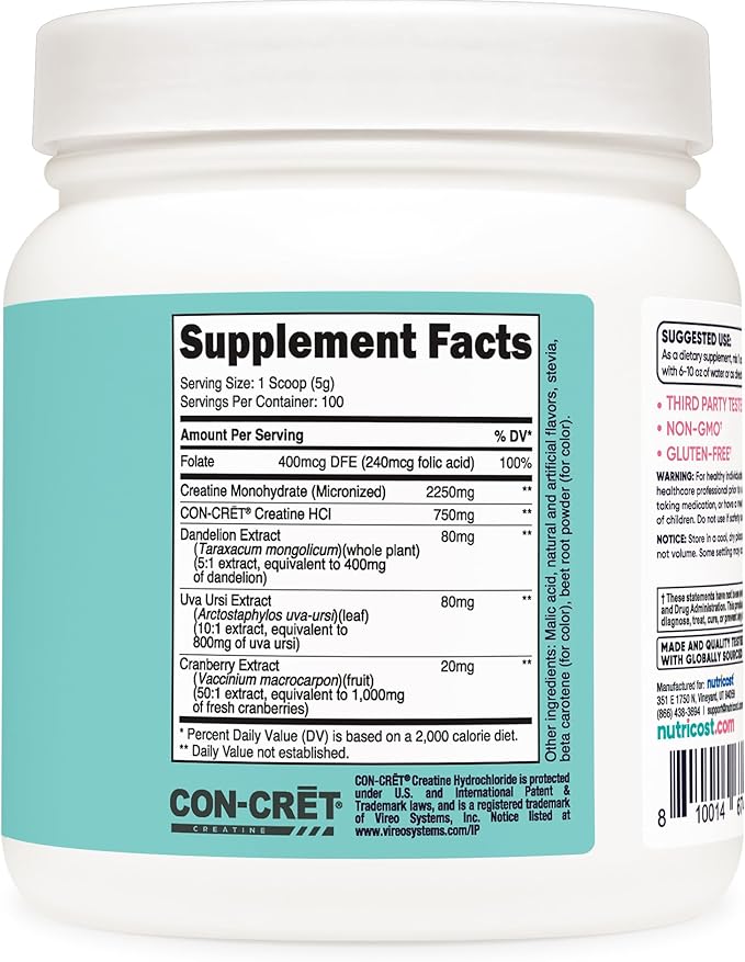 Nutricost Creatine Monohydrate Powder for Women, Micronized, Peach Mango, 100 Servings
