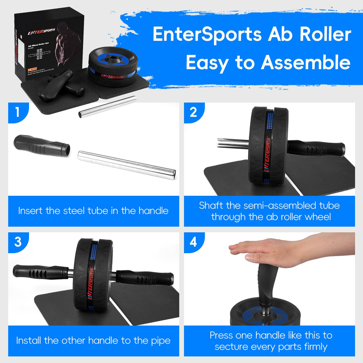 Ab Roller Wheel for Abs Workout - Abdominal Exercise Equipment with 2 Knee Pads for Home Gym, Core