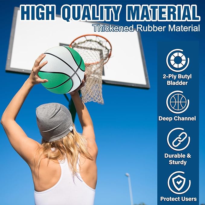 Jenaai 6 Pcs Rubber Basketballs Official Size Bulk Streetballs Multicolor Basket Balls with Pump