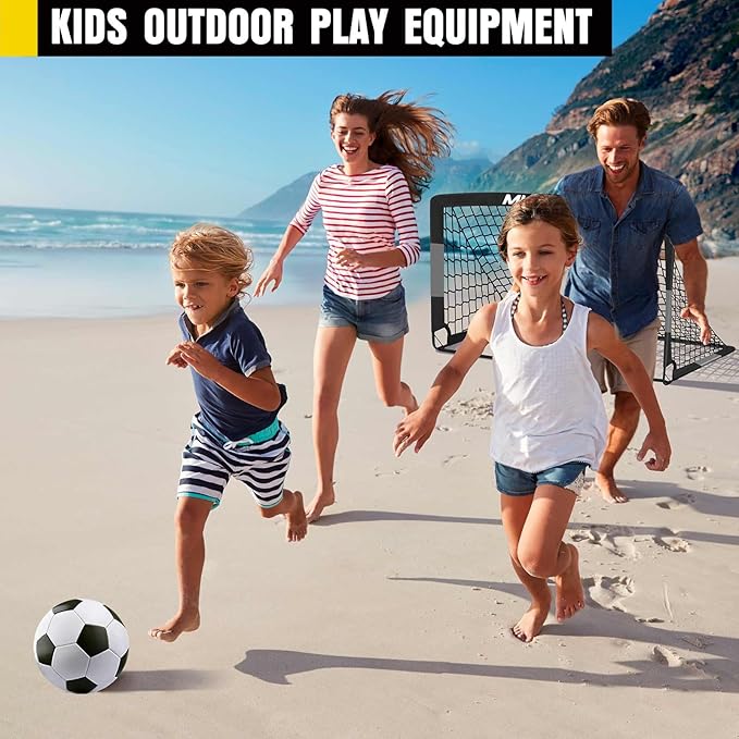 Soccer Goal, Kids Soccer Goals for Backyard Set, 2 Pack of Portable Pop Up Soccer Net with Soccer
