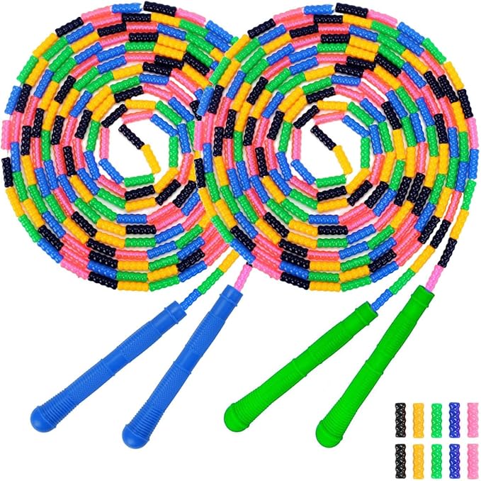 Dutch Jump Rope 16 FT 1 Pack/2 Pack, Long Soft Beaded Jump Rope, Adjustable Segmented Skipping Rope
