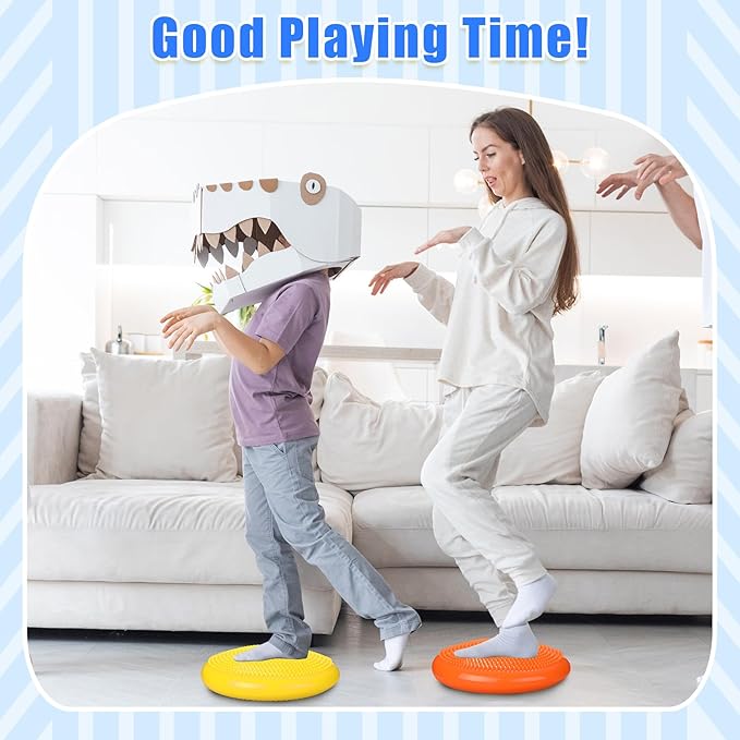 2 Pcs Wiggle Seat Inflated Wobble Cushion Flexible Balance Disc with Air Pump for Core Stability