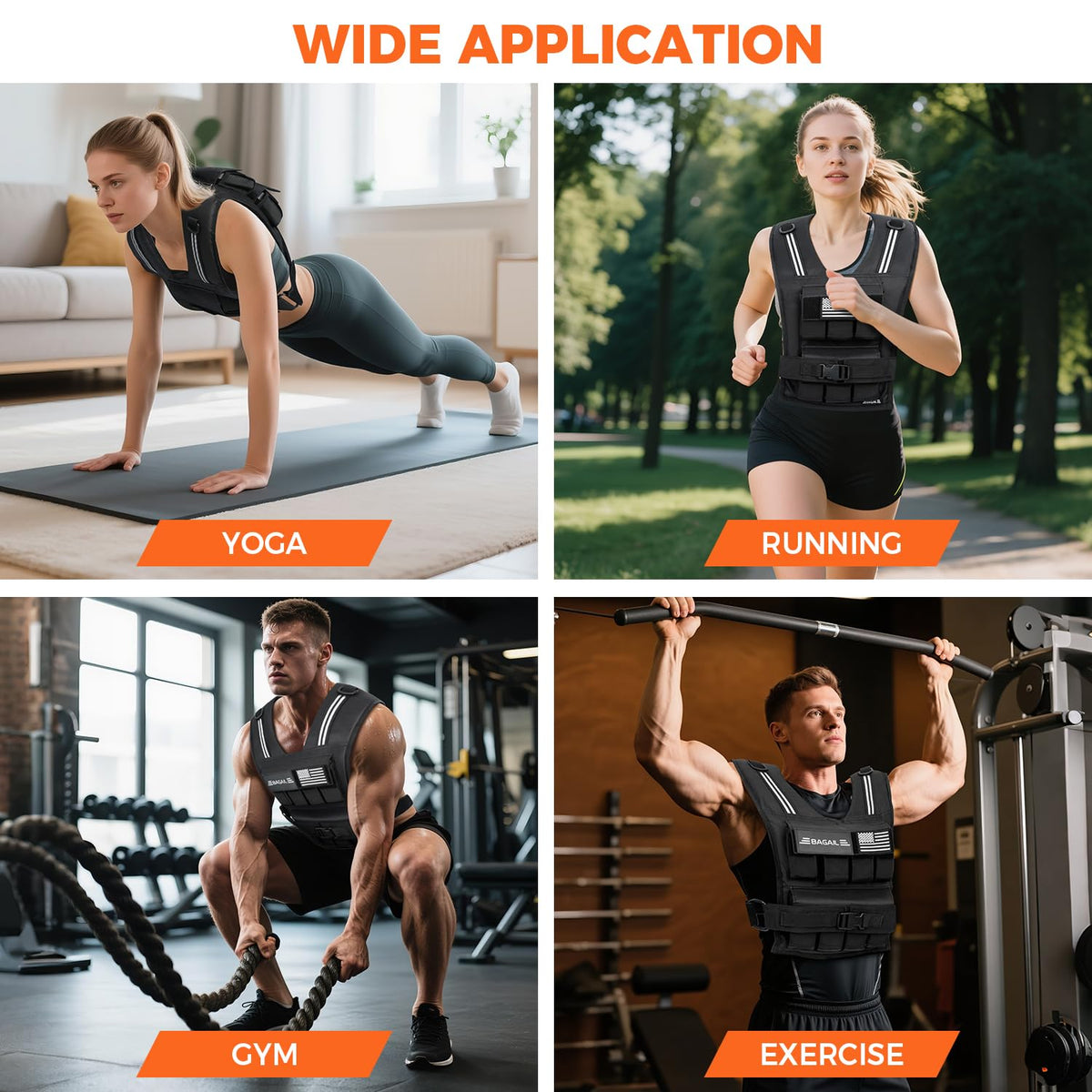 BAGAIL Weighted Vest Men, 20lbs/30lbs/40lbs Adjustable Weighted Vest for Woman with Removable Iron