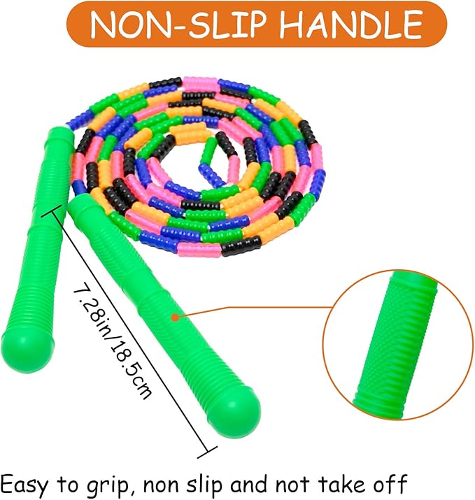 Dutch Jump Rope 16 FT 1 Pack/2 Pack, Long Soft Beaded Jump Rope, Adjustable Segmented Skipping Rope