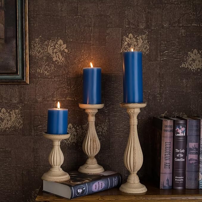 MOZEAL 3" x 6" Hand-Poured Unscented Candle,Dripless Pillar Candle Set of 3,Long Lasting