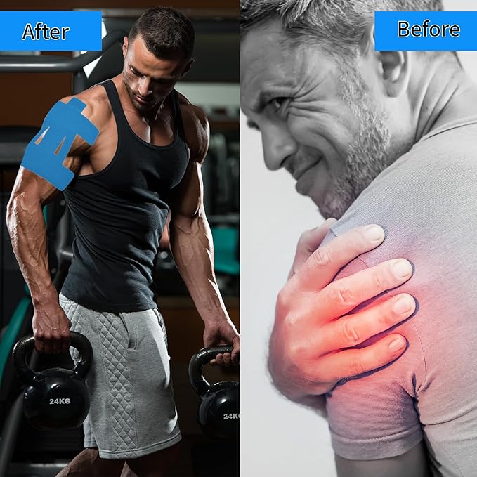 20PCS Kinesiology Tape for Shoulder, Shoulder Tape for Pain Relief Precut,Waterproof Breathable