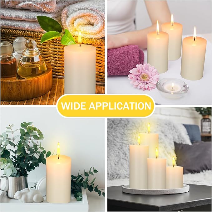 MTLEE 36 Pcs Pillar Candles Bulk Unscented Candle Set 38 Hour Long Burning Dripless for Dinner