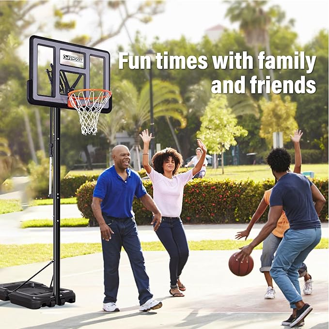 Portable Basketball Hoop Outdoor, 4.8-10FT Height Adjustable Basketball Hoop Goal System with 44/48