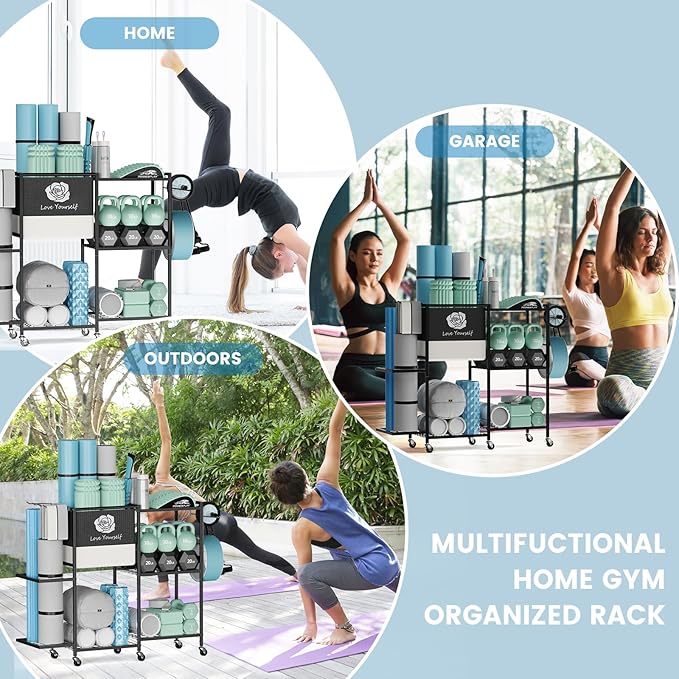 Yoga Mat Storage Rack,Home Gym Storage Rack Gym Workout Equipment Storage Organizer Fitness Weight