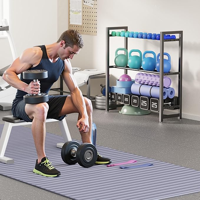 3 Tier Adjustable Dumbbell Rack - Heavy-Duty 330LB Capacity Weight Storage Stand for Dumbbells